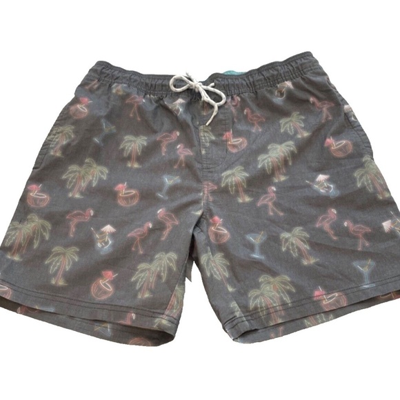 Goodfellow & Co. Mens Swim Trunks Palms Flamingos Cocktails‎ Size M - Picture 3 of 8